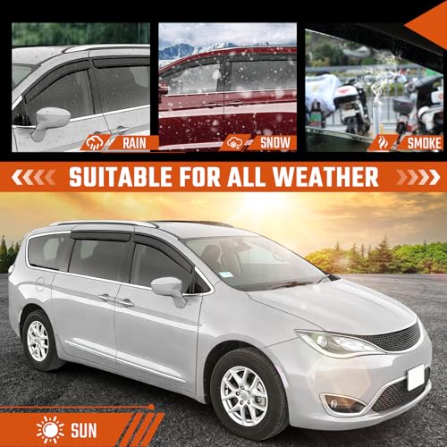 Rain Guards Fit for Chrysler Pacifica 2017 2018 2019 2020 2021 2022 2023 2024 2025, Tape-On Side Window Deflector Durable 2017-2025 Pacifica Rain Guard Black 4 PCS - size: Fit for Chrysler Pacifica 2017-2025