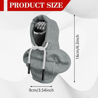 Gear Shift Hoodie, Shifter Hoodie, Funny Car Gear Shift Protector Cover, Automotive Interior Cute Gadgets Fashionable Mini Sweater Shifter Stick Knob Cover Universal for Most Vehicles (Gray) - color: Gray