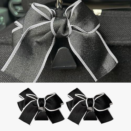 2PCS Car Seat Hooks, Cute Bow Car Seat Headrest Hooks for Purses, Bags, Umbrella, Universal Automotive Interior Decoration Accessoriesl for Vehicle, SUV, Sedan, Truck (White) - color: White