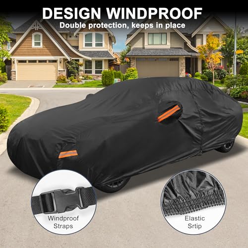 X AUTOHAUX Car Cover for BMW 3 Series 2013-2025 Aluminum Film Outdoor Waterproof Sun Rain Snow Hail Protection with Driver Door Zipper - size: for BMW 3 Series 2013-2024