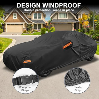 X AUTOHAUX Car Cover for BMW 3 Series 2013-2025 Aluminum Film Outdoor Waterproof Sun Rain Snow Hail Protection with Driver Door Zipper - size: for BMW 3 Series 2013-2024