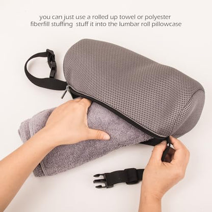 1Pcs Lumbar Roll Support Pillow Cover– Low Back Lumbar Support for Office Chair & Car Seat Back Support Cushion, Relieving Back Pain & Improving Posture,(Pillow Case Only)