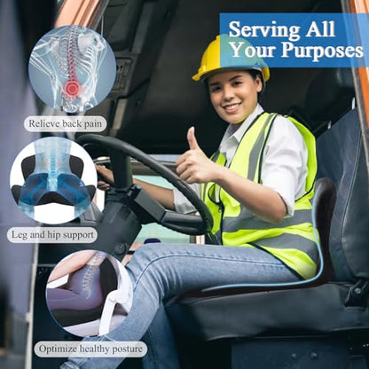 Ergonomic Seat Cushion with Adjustable Strap, Memory Foam Office Chair Seat Cushion with L-Shaped Design, Car Seat Cushion Fits for Truck Driver Semi Truck, Gaming Chair, Desk, Dark Gray - color: Dark Gray