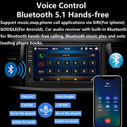 Naifay Double Din Car Stereo with Dash Cam | 7INCH Touchscreen Car Radio Receivers Support with Apple Carplay & Android Auto, Bluetooth, Backup Camera, Mirror Link, Voice Control, SWC, FM/USB/TF/AUX - color: with Carplay&Android auto + Dash Cam
