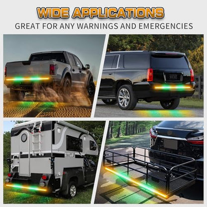 XRIDONSEN 60 inch Amber Green Emergency Lights Strip Rear Window Tailgate Strobe Lights Strip 360 LED Flashing Warning Hazard Safety for Tow Plow Trucks Construction Vehicles Pickup Wreckers - color: Amber/Green
