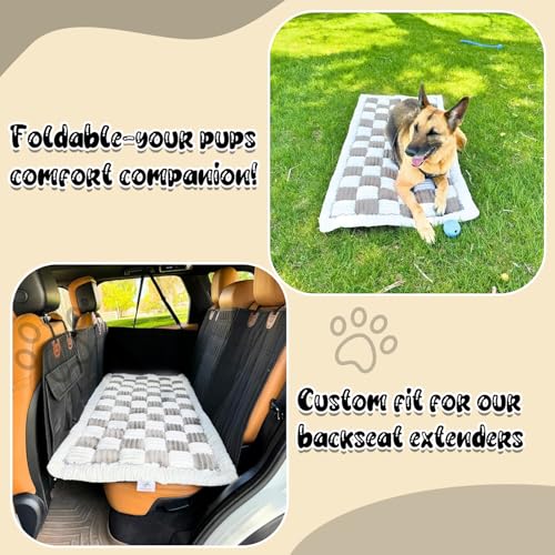 Backseat Pet Bed Mat,Dog Bed for Car,Dog Seat Cover for Car Back Seat, Non-Slip Travel Pet Mat, Fit for Backseat Extenders and Seat Covers (Light Gray&White) - color: Black