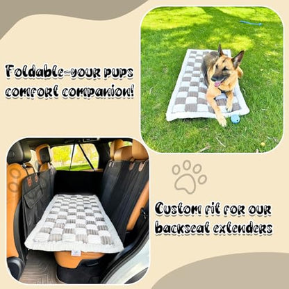 Backseat Pet Bed Mat,Dog Bed for Car,Dog Seat Cover for Car Back Seat, Non-Slip Travel Pet Mat, Fit for Backseat Extenders and Seat Covers (Light Gray&White) - color: Black