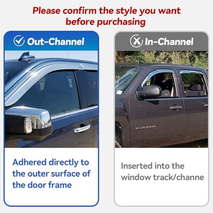 Side Wind Vent Deflector Sun Rain Guards for 14-18 Chevry Silverado/Sierra 1500,15-18 Silverado/Sierra 2500HD&3500HD Double/Extended Cab,4pcs Outside Mount Style Chrome Window Visor 94528Y - size: 14-18 Extended Cab(Chrome)