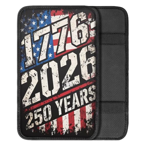 Dreaweet 1776-2026 250 Years Flag Print Arm Rest Cover for Car Soft Scratch-Proof Center Console Cover Pad Universal Armrest Cover for SUV Truck Sedan - color: 1776-2026 250 Years