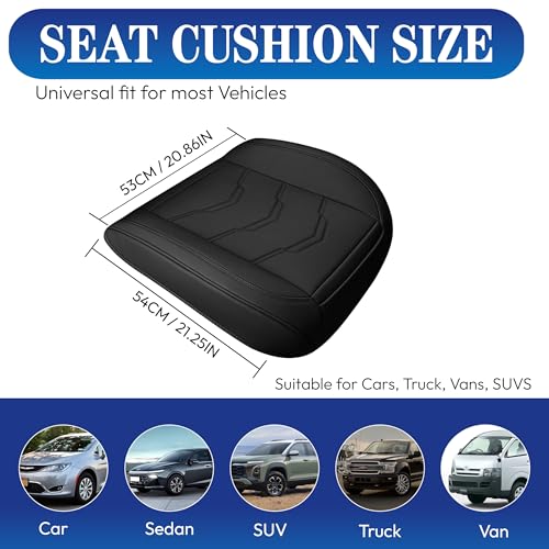Car Seat Cover Front Bottom Seat Cushion Cover, PU Leather Breathable Anti-Slip and Full Wrap Driver with Front Storage Pocket, Car Seat Accessories, Universal Fit for 95% of Vehicles