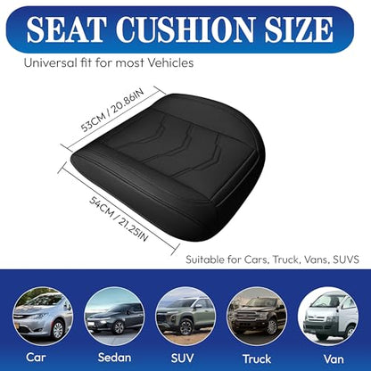 Car Seat Cover Front Bottom Seat Cushion Cover, PU Leather Breathable Anti-Slip and Full Wrap Driver with Front Storage Pocket, Car Seat Accessories, Universal Fit for 95% of Vehicles