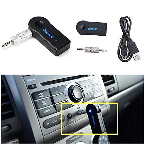 Bluetooth Receiver 5.0 Wireless Audio Receiver, 3.5mm Jack AUX car Audio/Wired Headset/Home Stereo System Compatible, can be Connected to Smartphone/Tablet Bluetooth, Hands-Free Compatible Microphone