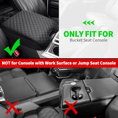 Center Console Cover Compatible with Ford F150 2015-2020/2017-2022 F250 F350 F450 / 2018-2024 Expedition Accessories, Premium Leather Car Armrest Cover Pad (Bucket Seat Only) - size: 2015-2020 Ford F150