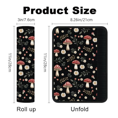 2Pcs Soft Auto Seat Belt Cover Pad Mushroom Daisy Flower Plant Print Colorful Car Seatbelt Shoulder Cushion for Comfortable Driving, Compatible with All Cars' Seatbelt and Backpack Straps - color: Mushrooms