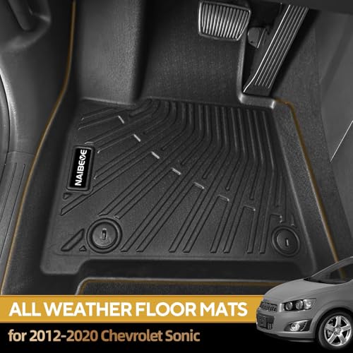 Naibeve Floor Mats for 2012-2020 Chevrolet Sonic (Not Fit Hatchback) - All Weather Custom Fit for Chevy Sonic Floor Mats Liner & Trunk Mat Waterproof Interior Accessories - size: 5)Sonic|2012-2020