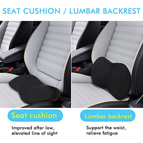 Car Seat Cushion, Car Memory Foam Seat Cushion, Car Seat Wedge Cushion, Back Support, Pain Relief for Road Driving Long Trip Essentials(Black)