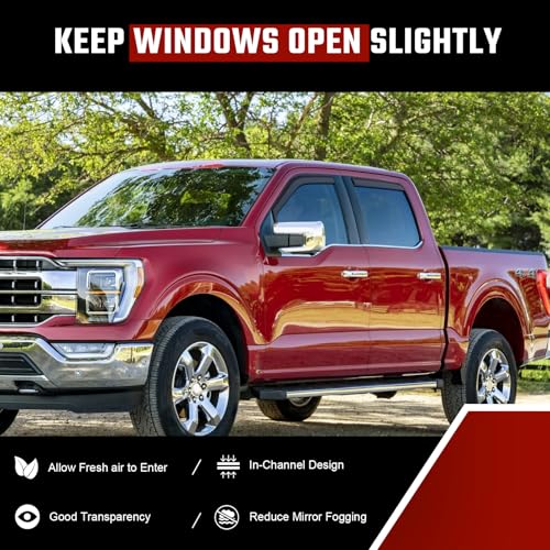 in-Channel Rain Guards Compatible with Ford F150 2015-2025, Extra Durable Side Window Deflectors, 2020 2021 2022 2023 2024 2025 F150 Wind Deflectors Rain Guard Black - 4 PCS - size: Fit for Ford F150 2015-2025 in-Channel