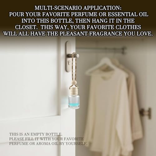 4Pcs Hanging Car Air Freshener, Empty Glass Perfume Bottle Pendant with Wooden Cap, Refillable Drift Freshener Diffuser for Essential Oils - Car Accessories for Women Men-Cylindrical - size: Cylindrical - 4PCS