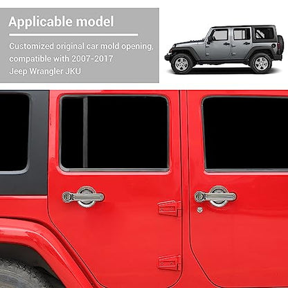 Exterior Door Handle Cover Tailgate Handle Cover Recess Guard Compatible with 2007-2017 Jeep Wrangler JK JKU Sports Sahara Freedom Rubicon Unlimited, Chrome, 15PCs - color: Chrome