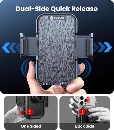 VICSEED 2026 Upgraded Car Phone Mount [98+LBS Strongest Suction] 360° Adjustable Phone Holders for Your Car Dashboard Windshield Vent, Universal for iPhone & Android Large Phones - color: Woden