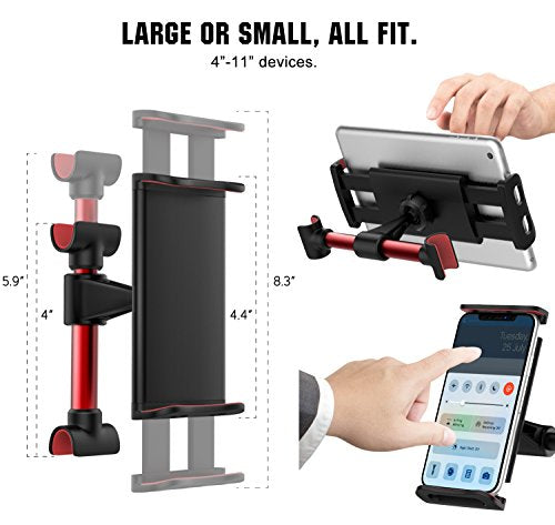 MoKo Headrest Phone/Tablet Car Mount, Adjustable Tablet Holder for 4-12.9" Devices, Fit with iPhone 16/Pro/Pro Max/Plus, iPhone 15/Pro/Plus/Pro Max, iPhone 14 Pro Max/14, iPad Air 4/Mini 6,Red - color: Red
