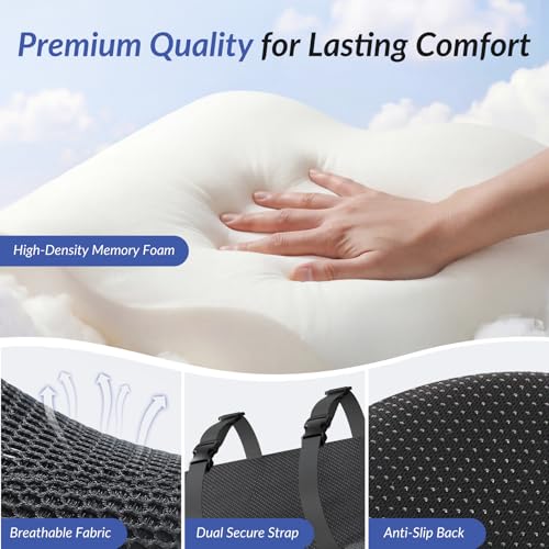 ZIKEE Adjustable Lumbar Support Pillow for Office Chair with Sliding Design for Precise Pain Relief & Support, Ergonomic Lumbar Pillow Improves Posture, Back Support Pillow for Office, Car, Home
