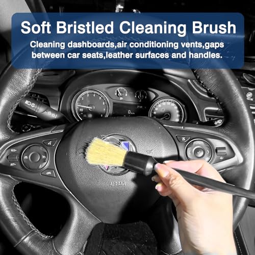 Car Detailing Brushes (3-Pack) – Premium Soft Boar’s Hair Bristles for Interior & Exterior Cleaning – Leather Seats, Air Vents, Wheels, Paint – Auto Detailing Starter Kit