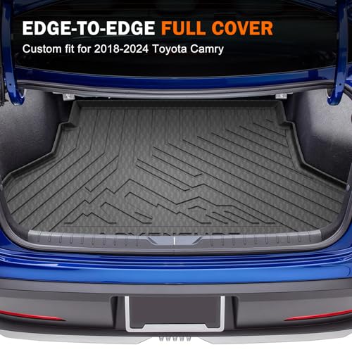 KUST Cargo Trunk Mat for Toyota Camry 2018-2025, Rear Cargo Liner for Camry Accessories All Weather TPE Rubber Raised Edge - style: Camry 2018-2025 │ Trunk Mat