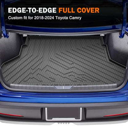 KUST Cargo Trunk Mat for Toyota Camry 2018-2025, Rear Cargo Liner for Camry Accessories All Weather TPE Rubber Raised Edge - style: Camry 2018-2025 │ Trunk Mat