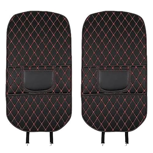 Car Seat Kick Mat Protectors for Volvo XC40 XC60 XC70 XC90 2007-2025, 2Pcs Universal Leather Seat Back Anti-Kick Pad, Anti-Scratch Resistant Waterproof for SUVs Minivans, C/Black - Red - color: C/Black - Red