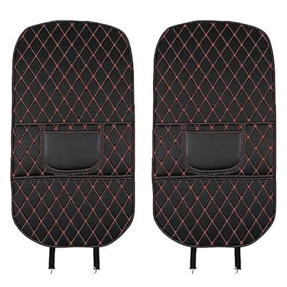 Car Seat Kick Mat Protectors for Volvo XC40 XC60 XC70 XC90 2007-2025, 2Pcs Universal Leather Seat Back Anti-Kick Pad, Anti-Scratch Resistant Waterproof for SUVs Minivans, C/Black - Red - color: C/Black - Red