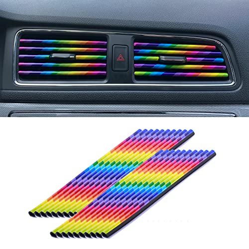 LivTee 20 Pieces Car Air Conditioner Decoration Strip for Vent Outlet, Universal Waterproof Bendable Air Vent Outlet Trim Decoration, Car Interior Accessories (Multicolour) - color: Colorful