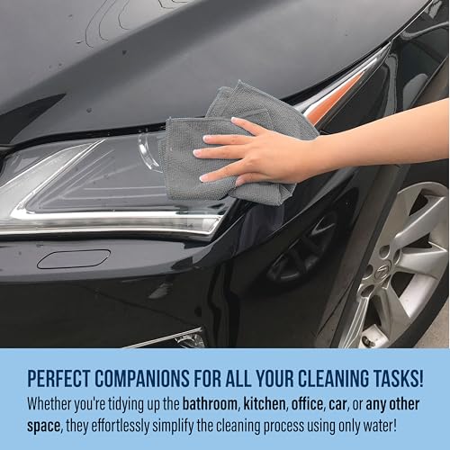 GREEN LIFESTYLE Chamois Cloth, Microfiber Cleaning Cloth 750 Pack, Borderless Towels Cleaning, Car Microfiber Towel, Drying Car Wash Towels (11.5" x 11.5", Grey) - color: Grey, size: Pack of 750