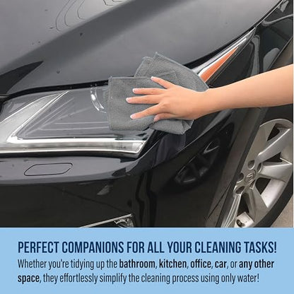 GREEN LIFESTYLE Chamois Cloth, Microfiber Cleaning Cloth 750 Pack, Borderless Towels Cleaning, Car Microfiber Towel, Drying Car Wash Towels (11.5" x 11.5", Grey) - color: Grey, size: Pack of 750