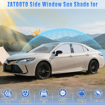 ZATOOTO Car Window Shades for Toyota Camry 2018-2023, 4 Pcs Magnetic Car Window Covers, 100% UV Protection Foldable Privacy Curtains Side Window Sun Shade for Baby Breastfeeding Sleeping Camping - color: Toyota Camry 2018-2023