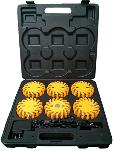 RPF16LM6 CASE OF 6 YELLOW RECHARGEABLE 9-FUNCTIONS PORTABLE 16 LED POWER FLARE POWER-MARKERS ROADSIDE EMERGENCY MAGNETIC - color: YELLOW