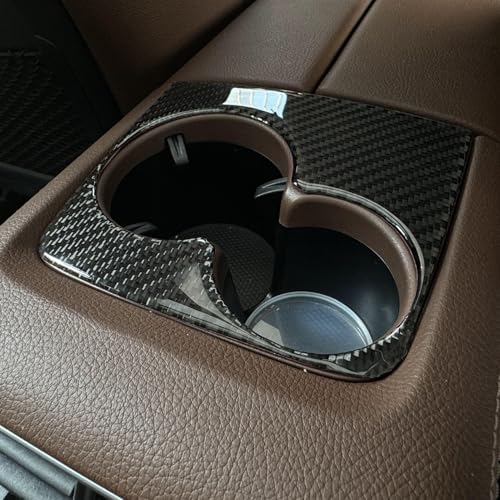 NVCNX Carbon Fiber Accessories for Mercedes Benz GLE GLS 350 450 450e 580 53 63 S AMG 2020-2026 2021 2022 2023 2024 2025 Center Console Rear Cup Holder Cover Interior Trim Overlay Sticker Decal 1PC - color: Center Console Rear Cup Holder Trim