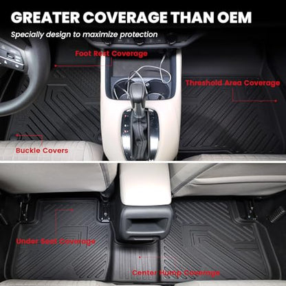 LASFIT Floor Mats & Backrest Mats & Cargo Mat for Nissan Rogue 2026 2025 2024 2023 2022 2021 (Not Fit Rogue Sport), All Weather TPE Custom Fit Floor Liners Car Mats Accessoires, Black - size: 1)For Nissan Rogue | 2021-2026 | Full