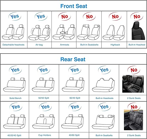 AOOG Leather Car Seat Covers Universal fit Most Sedans SUV Trucks, (Full Set, Grey) - color: GREY, size: FULL SET