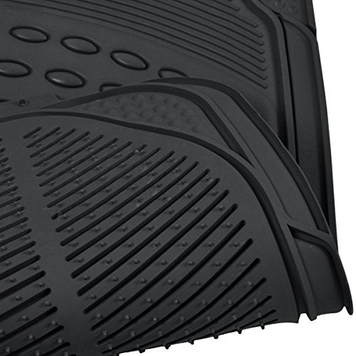 Heavy Duty 4pc Front & Rear Rubber Floor Mats for Car SUV Van & Truck - All Weather Protection Universal Fit