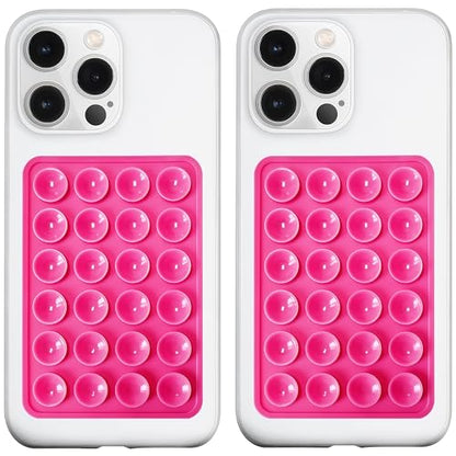 LvShuLiangPin 2 Pack Silicone Suction Phone Case Mount, Silicon Adhesive Phone Grip for Smartphones, Hands-Free Mirror Shower Phone Holder for Selfies, Tiktok Videos (Rose) - color: Rose