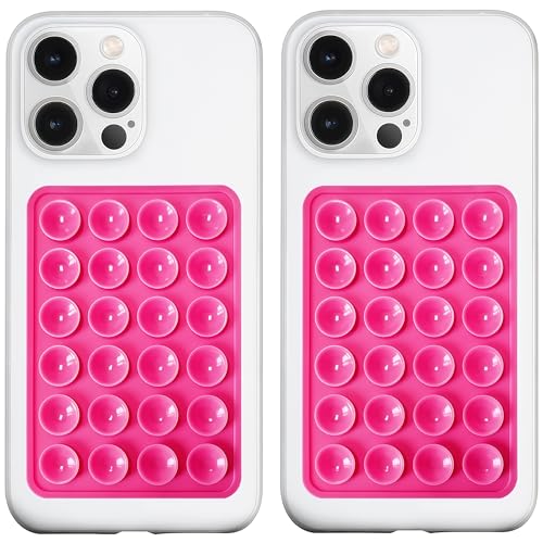 LvShuLiangPin 2 Pack Silicone Suction Phone Case Mount, Silicon Adhesive Phone Grip for Smartphones, Hands-Free Mirror Shower Phone Holder for Selfies, Tiktok Videos (Rose) - color: Rose