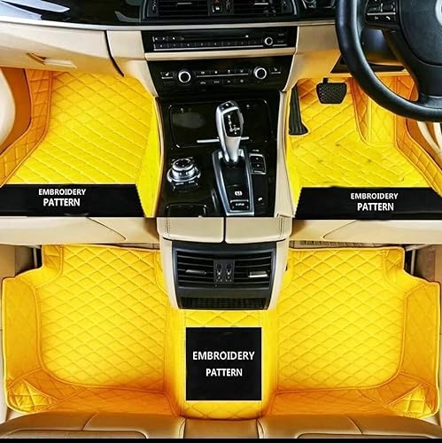 Custom Making Car Floor Mats for 96% Car Model Luxury Leather All Weather Waterproof Anti-Skid Full Coverage Liners (Yellow) - color: yellow