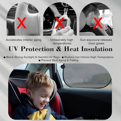 2PCS Car Side Window Sun Shade with 4 Suction Cups - Sun, Glare and UV Rays Protection - Universal Automotive Window Thermal Protectors Accessories for Truck SUV Car (17.3"x14.2") - size: 17.3"x14.2"