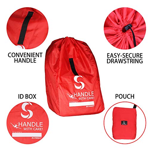 SLYNNAR Car Seat Travel Bag for Airplane - Fits Convertible Car Seats, Infant carriers & Booster Seats, Red Upgrade (Red Upgrade) - color: Red Upgrade