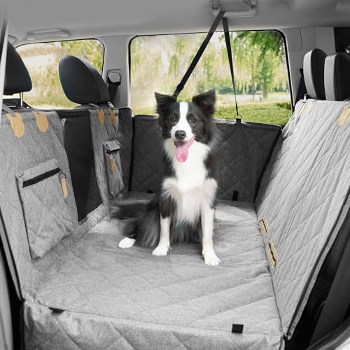 Dog Car Seat Cover for Back Seat, Hard Bottom Back Seat Extender for Dogs, Waterproof Car Hammock, Backseat Bed and Car Seat Protector, Nonslip Fit for Cars, SUVs, Trucks, 52 x 25 in, Gray - color: Gray