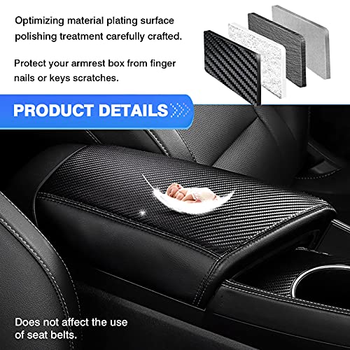Autorder Center Console Cover for Hyundai Elantra 2021-2025 2026 Accessories Carbon Fiber Armrest Cover Anti-Scratch Leather Armrest Protector (Automatic Brake Only, Not for Handbrake) - size: Hyundai Elantra 2021-2026