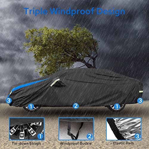 Avecrew Car Cover Waterproof All Weather for Automobiles, Outdoor Heavy Duty Full Exterior Covers for Sedan(194"-208") - size: Fit Sedan Length 194-208 Inch