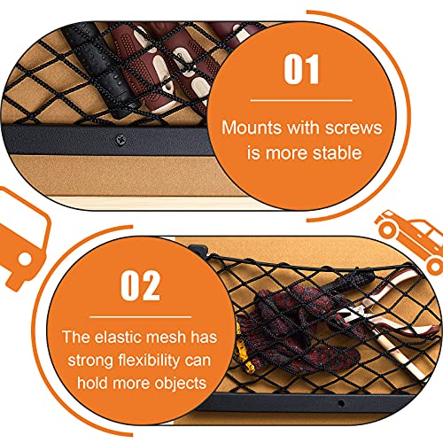Frienda 4 Pcs Car Storage Net Bag, ABS Plastic Framed Mesh Net Holder, Phone & Cargo Organizer with Screws for Auto, Rv, Boat, Truck Pocket Storage (14 x 7.3 Inch) - size: 14 x 7.3 Inch