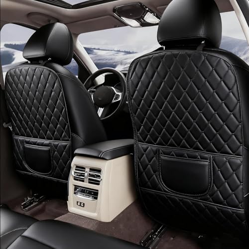 Car Seat Kick Mat Protectors for Volvo XC40 XC60 XC70 XC90 2007-2025, 2Pcs Universal Leather Seat Back Anti-Kick Pad, Anti-Scratch Resistant Waterproof for SUVs Minivans,A/Black - color: A/Black